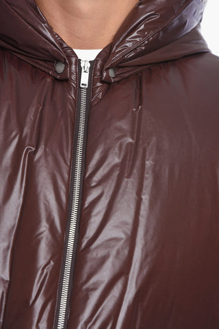 Piumino Puffer in Nylon con Cappuccio Removibile