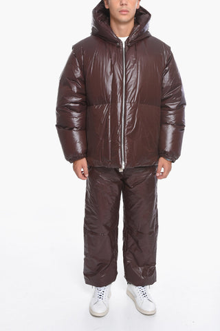 Piumino Puffer in Nylon con Cappuccio Removibile