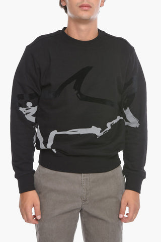 Crew-Neck Sweatshirt with Velour Details