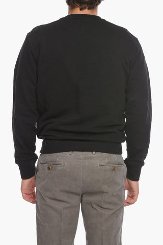 Crew-Neck Sweatshirt with Velour Details