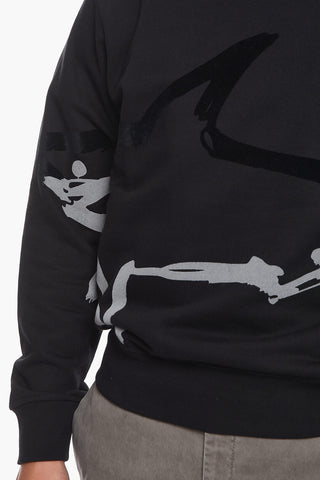 Crew-Neck Sweatshirt with Velour Details