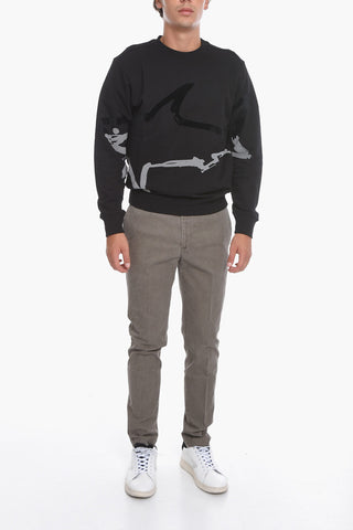 Crew-Neck Sweatshirt with Velour Details