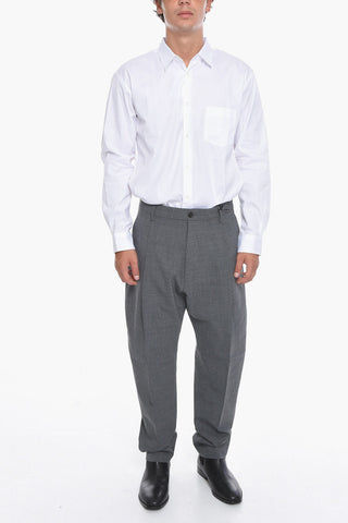 Single-pleated Virgin Wool Blend Pants with Belt Loops