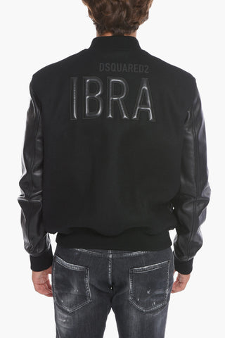 Bomber In Misto Lana Con Maniche In Ecopelle