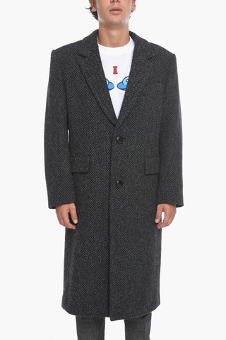 Herringbone Wool Coat with Breast-pocket