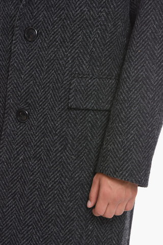 Herringbone Wool Coat with Breast-pocket