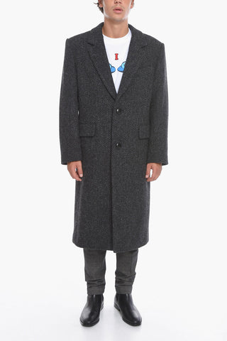 Herringbone Wool Coat with Breast-pocket
