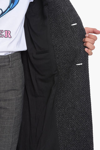 Herringbone Wool Coat with Breast-pocket