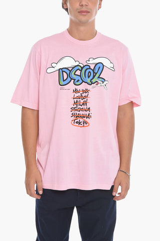 T-Shirt Giricollo A Maniche Corte Stampata
