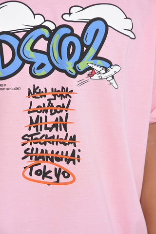 T-Shirt Giricollo A Maniche Corte Stampata
