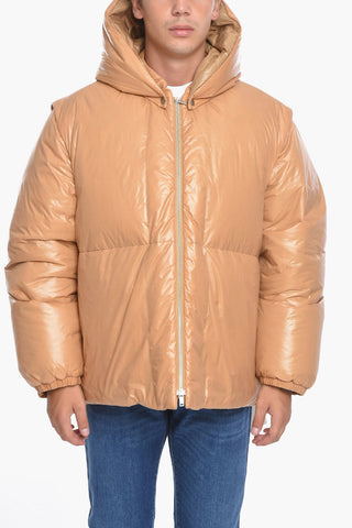 Piumino Puffer in Nylon con Cappuccio Removibile