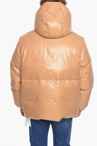 Piumino Puffer in Nylon con Cappuccio Removibile