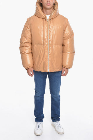 Piumino Puffer in Nylon con Cappuccio Removibile