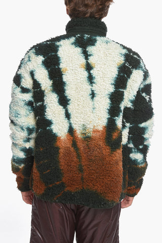 Front Zipped Teddy Sweatshirt with Tie Dye Motif