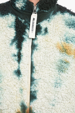 Front Zipped Teddy Sweatshirt with Tie Dye Motif