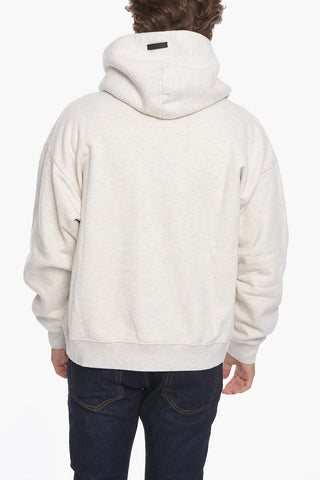 Fleeced-Cotton Hoodie with Velour Details
