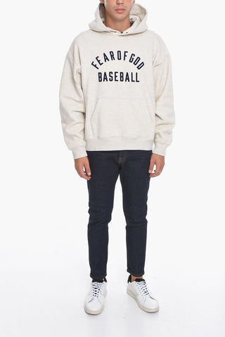 Fleeced-Cotton Hoodie with Velour Details
