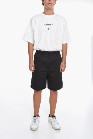 shorts in cotone stretch con coulisse in vita