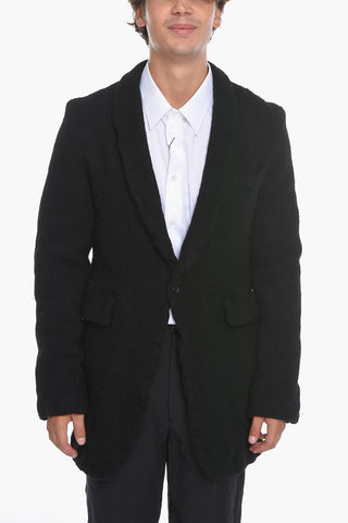 HOMME PLUS Cappotto Monopetto in Lana con Revers Sciallato