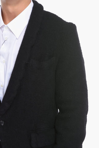 HOMME PLUS Cappotto Monopetto in Lana con Revers Sciallato