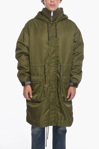 Padded Nylon Parka with Knitted Collar