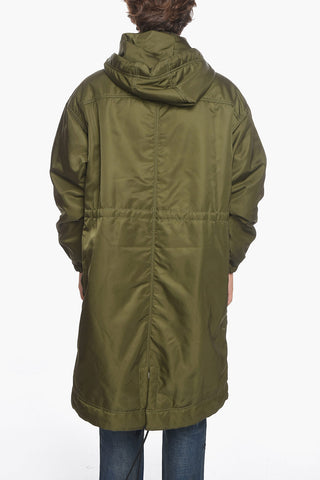 Padded Nylon Parka with Knitted Collar