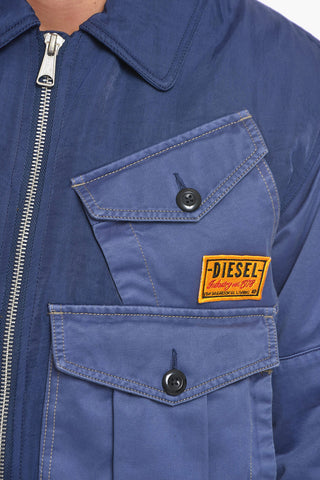 W-MANFRED Denim Puffer Jacker with Logo Patch