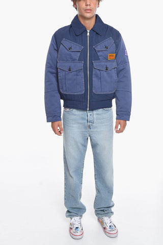W-MANFRED Denim Puffer Jacker with Logo Patch