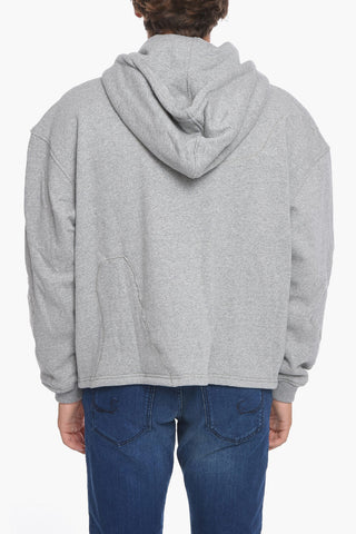 Felpa Hoodie in Cotone Felpato a Tinta Unita con 2 Tasche