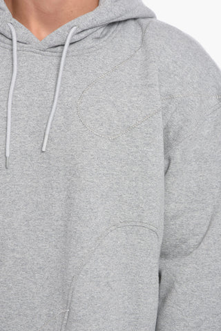 Felpa Hoodie in Cotone Felpato a Tinta Unita con 2 Tasche