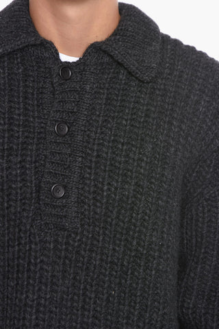 Virgin Wool Sweater with Front Buttoning
