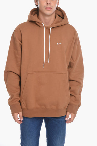 Felpa Hoodie in Cotone Felpato con Tasca a Toppa