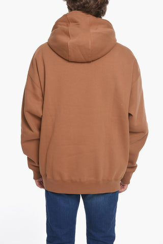 Felpa Hoodie in Cotone Felpato con Tasca a Toppa