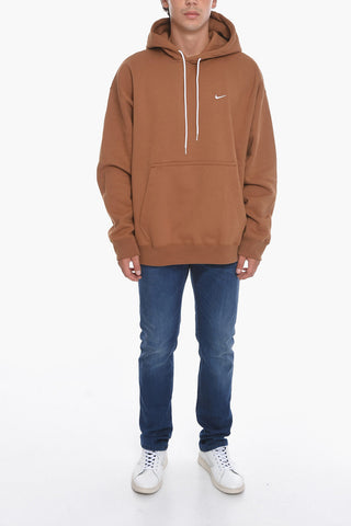 Felpa Hoodie in Cotone Felpato con Tasca a Toppa