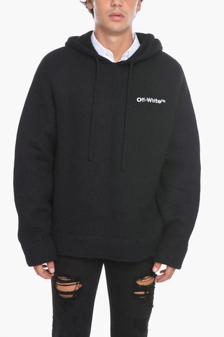 Wool-knitted Hoodie with Logo Embroidery