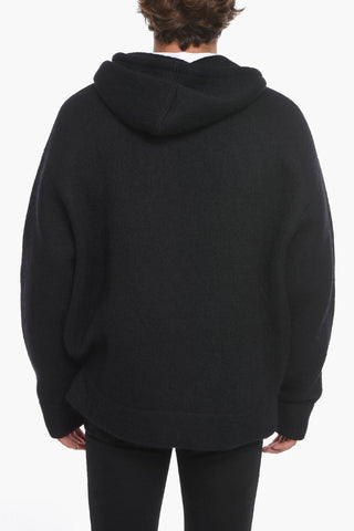 Wool-knitted Hoodie with Logo Embroidery