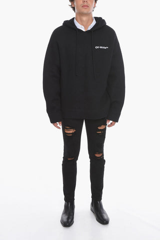 Wool-knitted Hoodie with Logo Embroidery