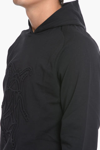 CC COLLECTION Stretch Cotton Hoodie with Embossed Motif