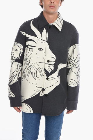ASTROLOGY Lined Wool Coat in Zodiac Motif