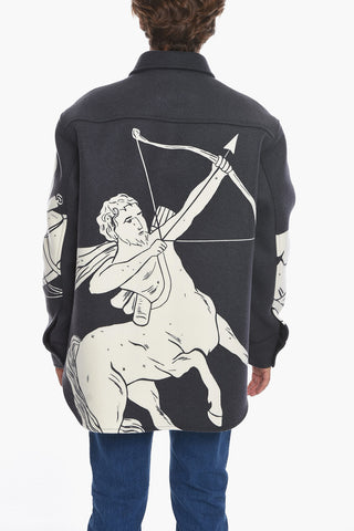 ASTROLOGY Lined Wool Coat in Zodiac Motif