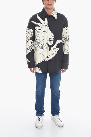 ASTROLOGY Lined Wool Coat in Zodiac Motif