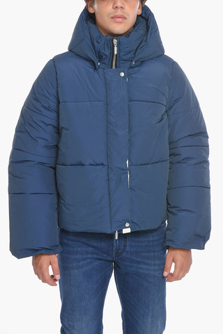 Giubbotto Bomber imbottito in Nylon con Stampa Logo