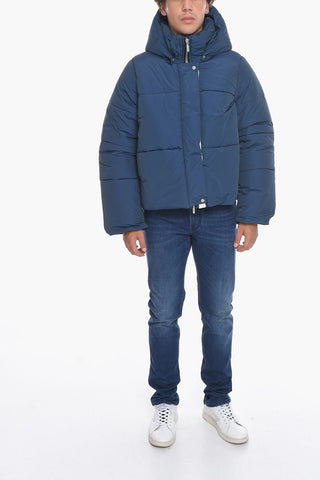 Giubbotto Bomber imbottito in Nylon con Stampa Logo