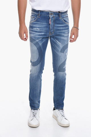 Distressed Effect Printeed SKATER Jeans 16 cm