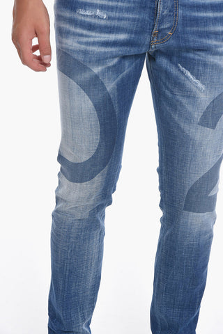 Distressed Effect Printeed SKATER Jeans 16 cm