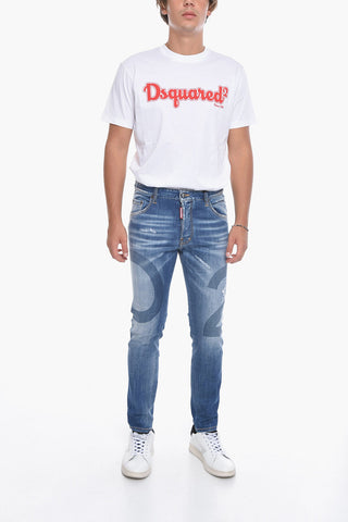 Distressed Effect Printeed SKATER Jeans 16 cm