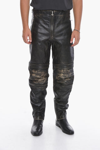Cowhide Leather MARDEN Trousers with Vintage Effect