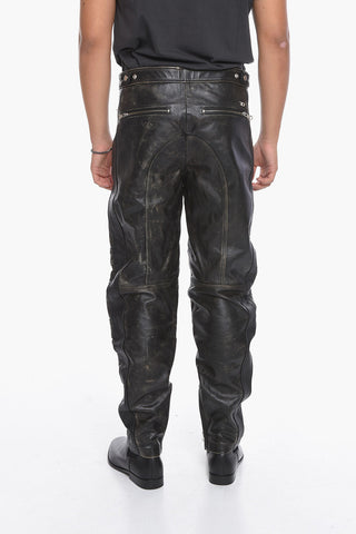 Cowhide Leather MARDEN Trousers with Vintage Effect