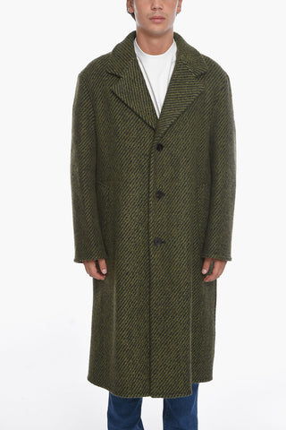 Wool-bouclé Striped Coat