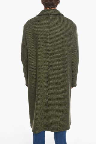 Wool-bouclé Striped Coat